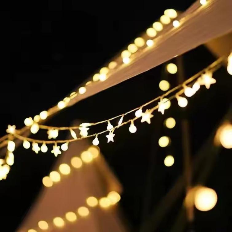 LED GARLAND 10M (80 LED LAMPS) USB STARS + BALLS WARM WHITE