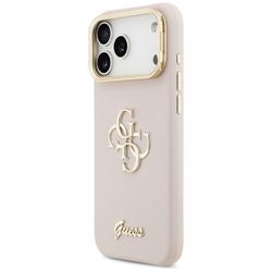 Guess Grained Big 4G & Stand -kamerakotelo iPhone 17 Pro Maxille, pinkki