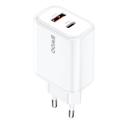 BWOO CDA207 PD 36W sein&auml;laturi 1x USB-A + USB-C -portti valkoinen