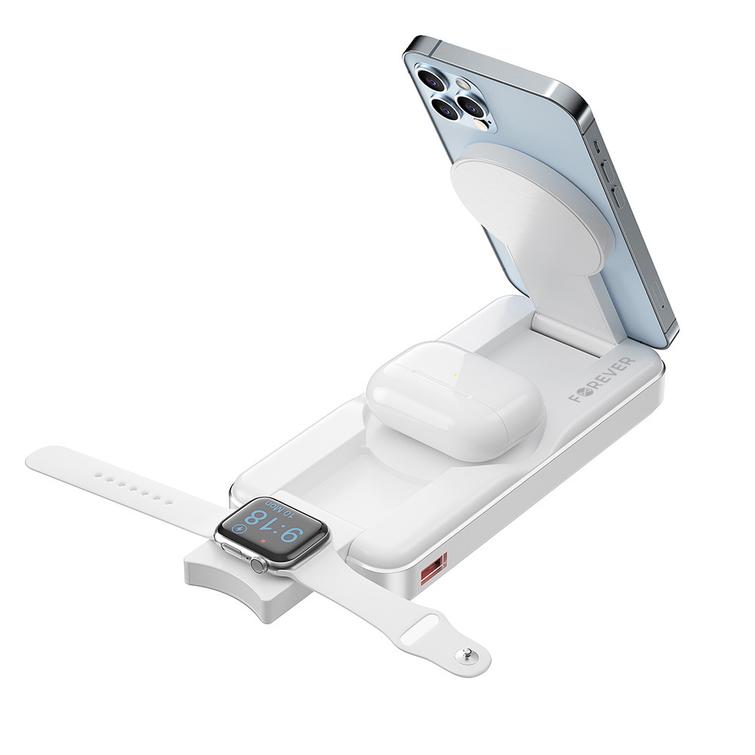 Forever langaton varavirtalähde MATB-300 10000 mAh magneettinen 3in1 valkoinen