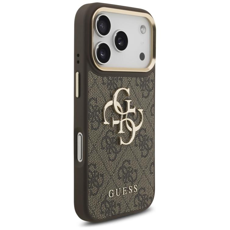 Guess 4G Big 4G Classic Logo Big Strap Metal Buttons -suojakuori iPhone 17 Prolle, ruskea