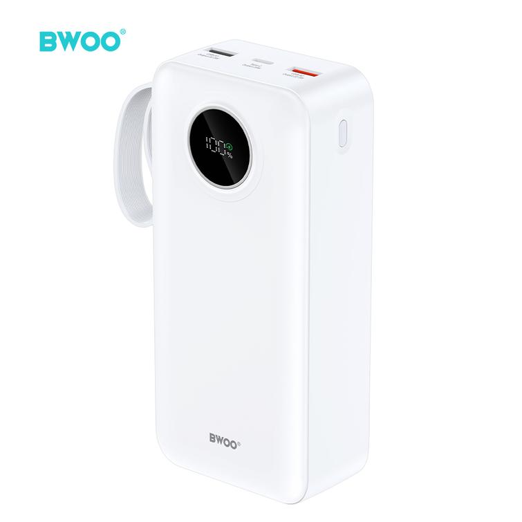 BWOO 22,5W 30000 mAh varavirtalähde LCD-näytöllä, valkoinen