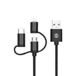 Forever 3in1 -kaapeli USB - Lightning + USB-C + microUSB 1,0 m 1,5A musta