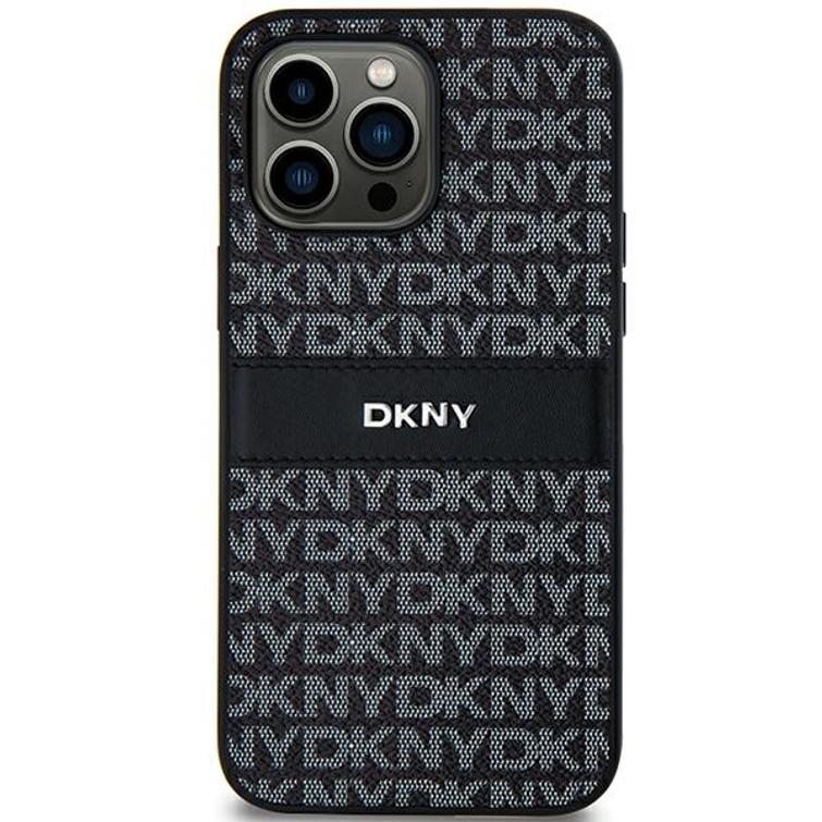 DKNY-suojakuori Samsung Galaxy S24 Plus -puhelimelle DKHCS24MPRTHSLK musta HC PU toistuva tekstuurikuvio s&auml;vyraidalla