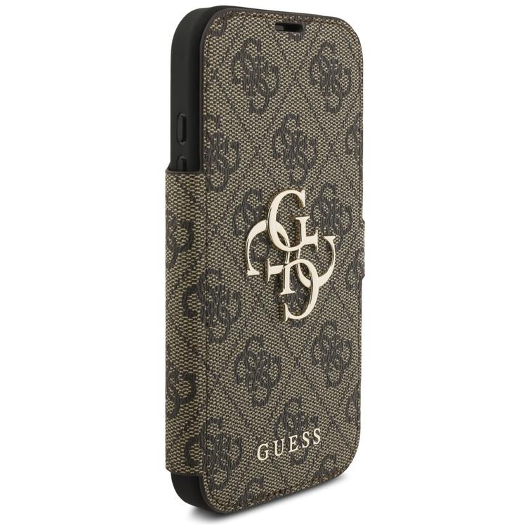 Guess Book 4G Metallinen Logo Suojakuori iPhone 17 Prolle, ruskea