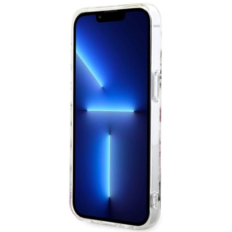 Guess iPhone 14 6,1" -puhelimen kuoret GUHMP14SHCFWST - läpinäkyvä kovakuori, Magsafe IML Flower