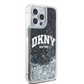 DKNY-suojakuori iPhone 15 Pro Max 6,7":lle DKHCP15XLBNAEK mustat nestekimalteet ja kaarilogo.