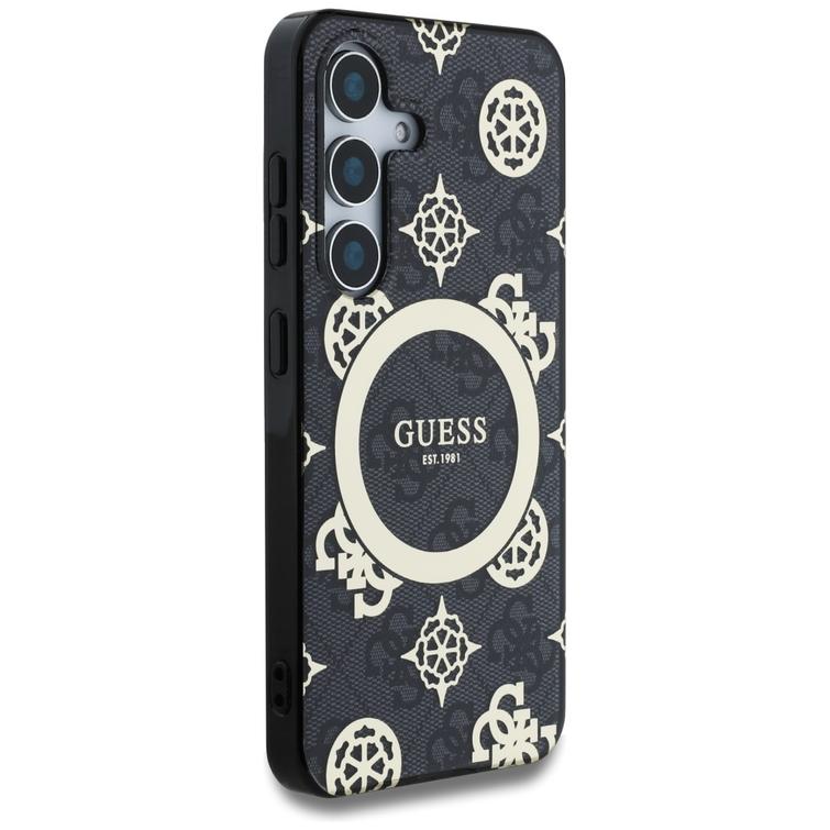 Guess HC Magnetic IML Peony on 4G -taustakuori Samsung Galaxy S25:lle, musta