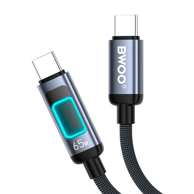 BWOO X324CC punottu pikalatauskaapeli valonäytöllä PD 60W USB-C - USB-C