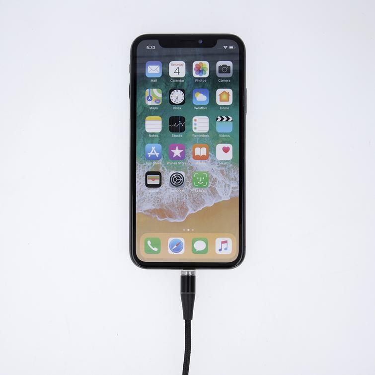 Maxlife MXUC-03 magneettikaapeli USB - Lightning + USB-C + microUSB 1,0 m 3A musta nailon