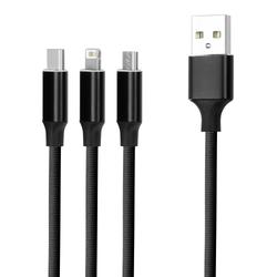 Forever 3in1 -kaapeli USB - Lightning + USB-C + microUSB 1,2 m 2A musta