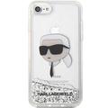 Karl Lagerfeld -suojakuori iPhone 7 / 8 / SE:lle KLHCI8LNKHCH hopeinen HC Liquid Glitter NFT Karl's Head
