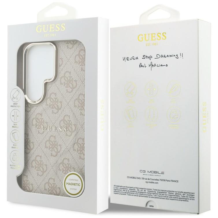 Guess case 4G Embossed Ring MagSafe for Samsung Galaxy S26 Ultra pink