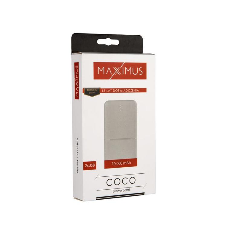 POWERBANK MX COCO 10 000mAh 2xUSB, 10W Li-Po, WHITE + MICROUSB CABLE
