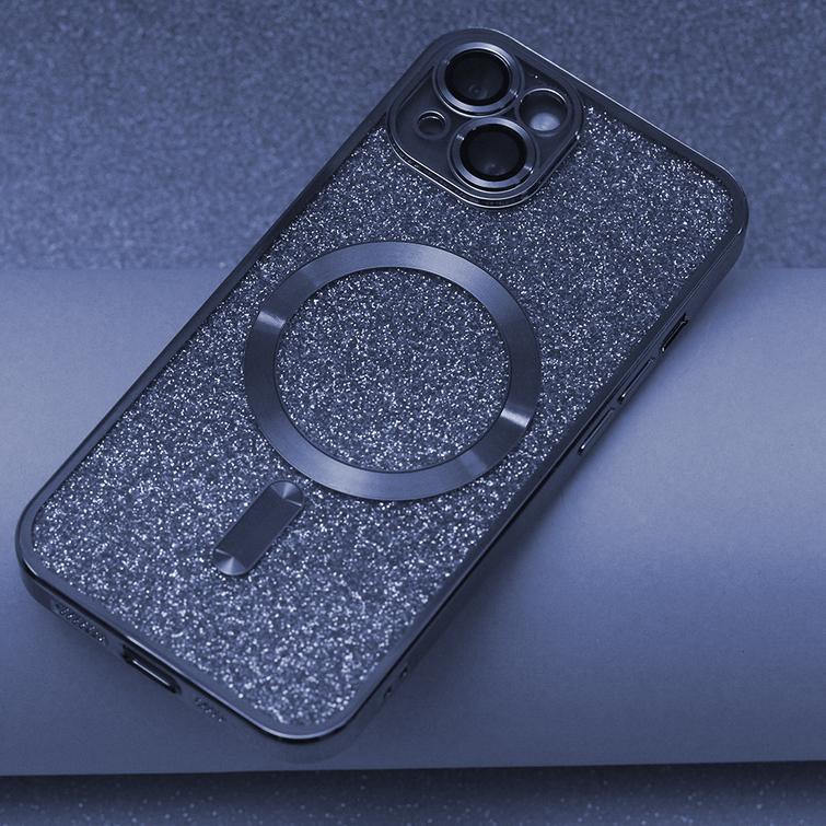 Glitter Chrome Mag -suojakuori iPhone 15 Plus 6,7":lle, sininen