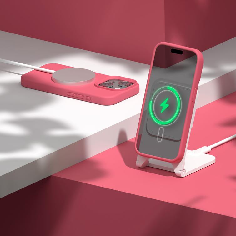 Etteri Silicone Mag kotelo iPhone 14 6,1" vadelmalle