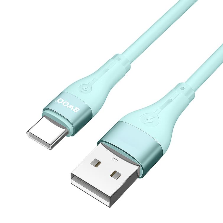 BWOO-kaapeli USB - USB-C 1m 3A Minimalistinen silikonivihre&auml; X280C