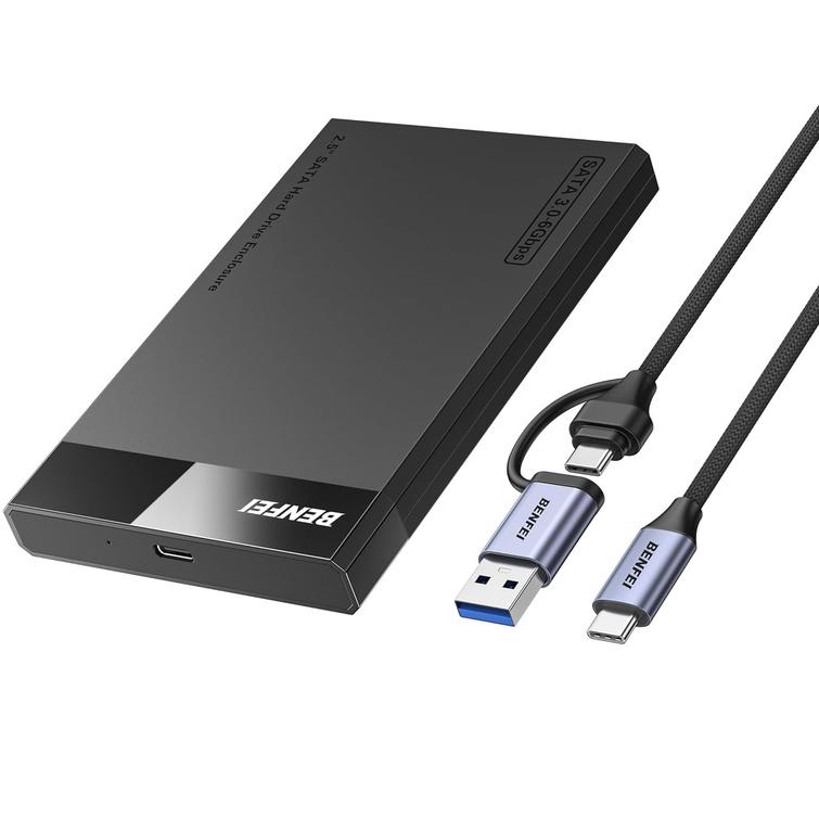 BENFEI SSD-asemakotelo 2,5 tuuman SATA SSD USB-C USB-A UASP SATA III -tuella musta