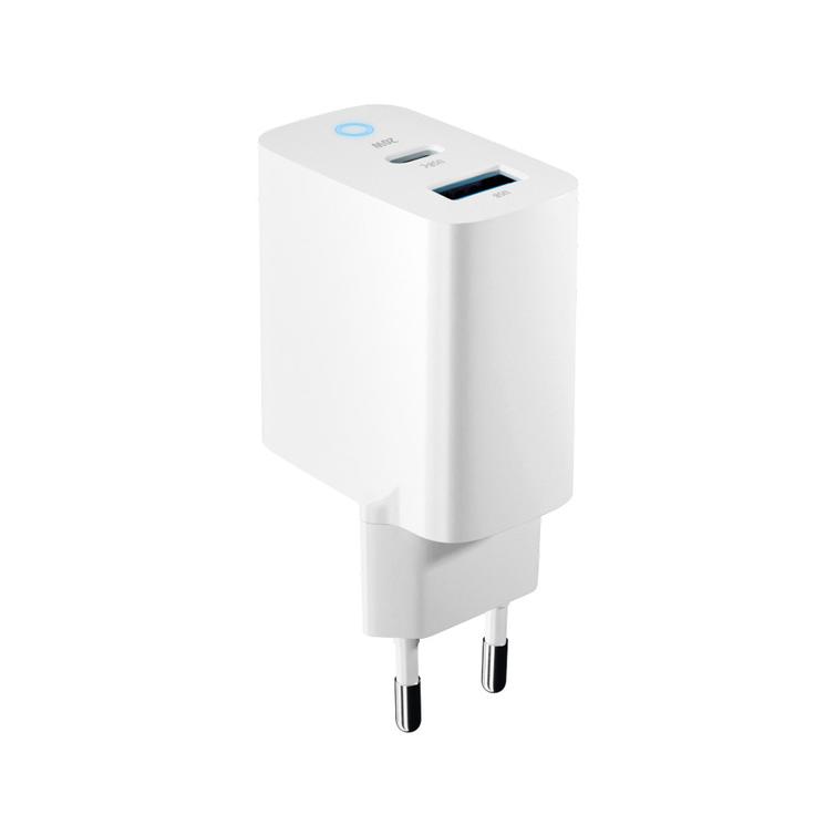 Forever TC-06-20AC PD QC laturi 1x USB-C 1x USB 20W valkoinen