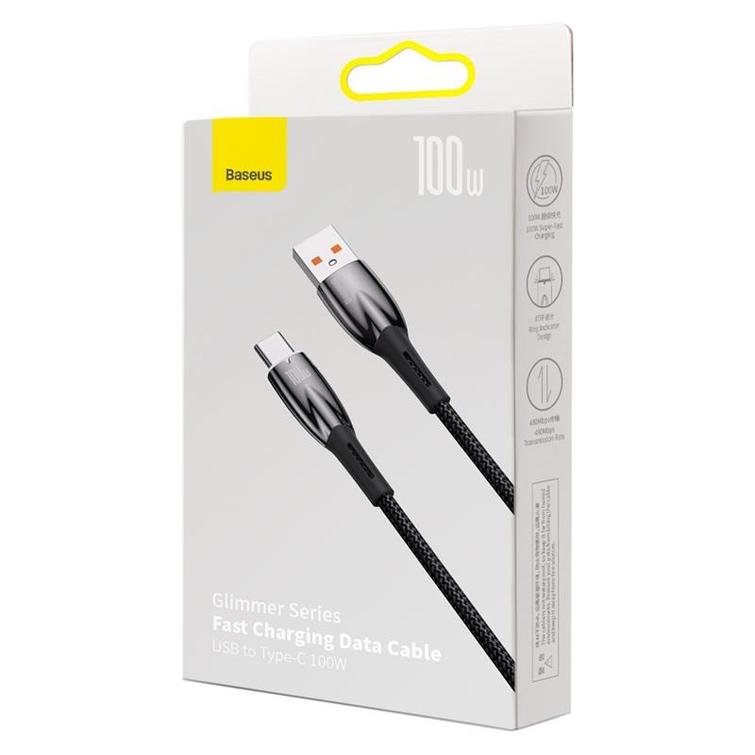 Baseus Glimmer USB - USB-C -kaapeli 1,0m musta 100W