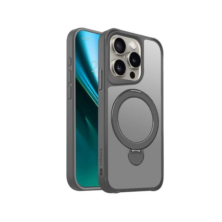 Etteri Matt Mag Ring suojakuori iPhone 15 Prolle 6,1" harmaa