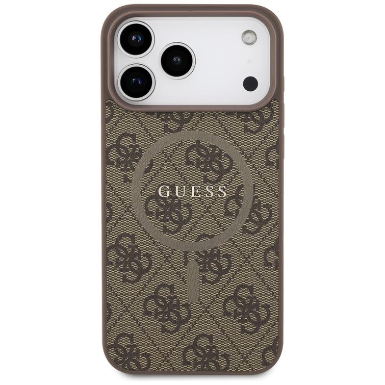 Guess 4G Ring Classic Logo MagSafe case for iPhone 17 Pro Max brown