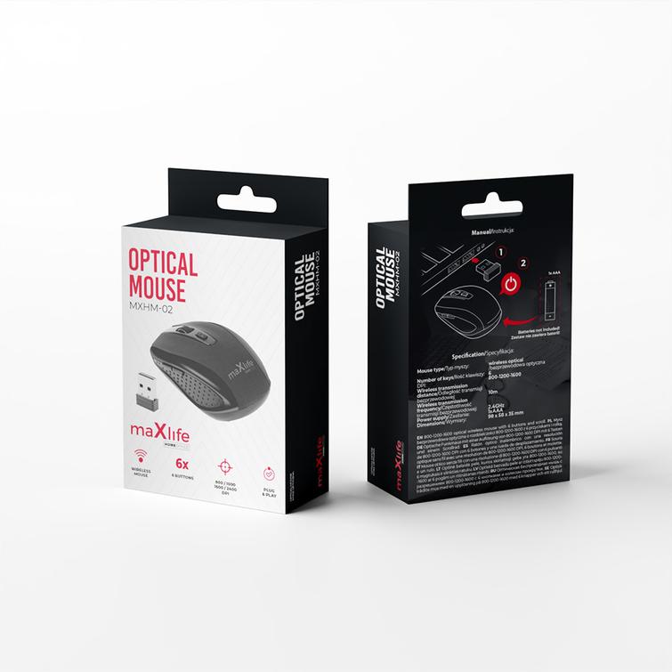 Maxlife Home Office MXHM-02 langaton optinen hiiri 800/1000/1600 DPI musta