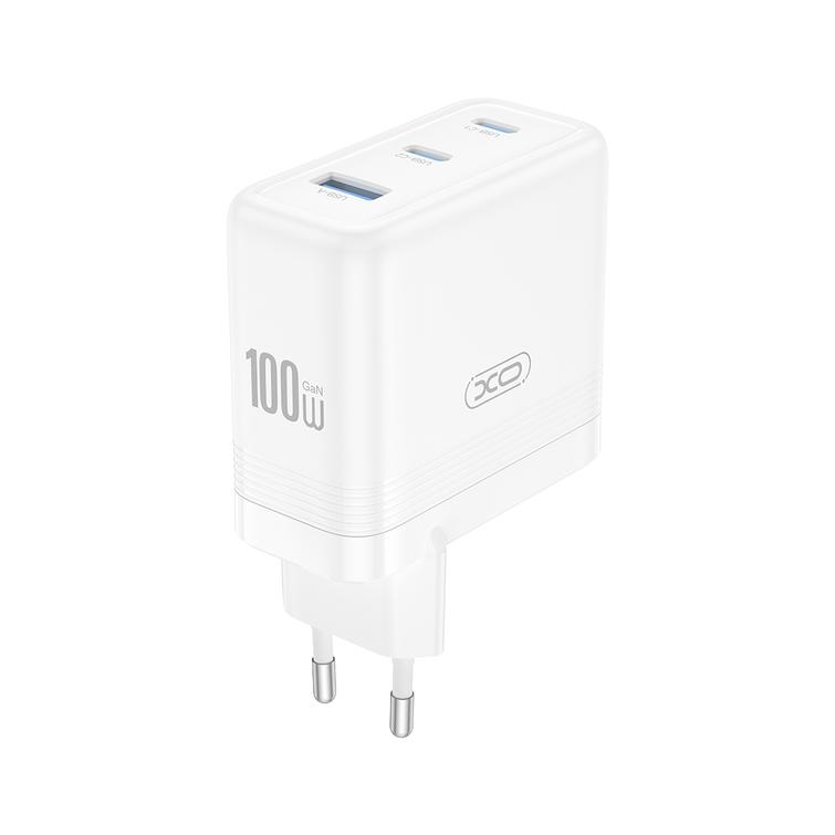 XO-sein&auml;laturi CE35 PD 100W 2x USB-C 1x USB valkoinen