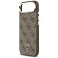 Guess Case Magsafe 4G PU-nahkakotelo kolmiologolla ja hopeisella metallisella kamerakehyksellä iPhone 17 Air Brownille