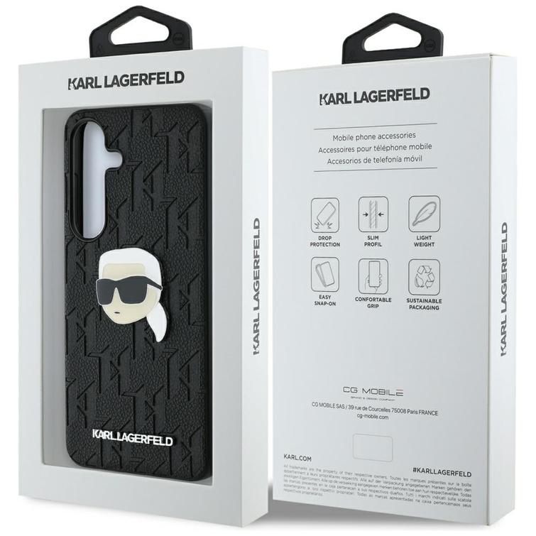 Karl Lagerfeld HC PU Monogram K. Head Pin -suojakuori Samsung Galaxy S25:lle, musta