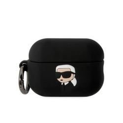 Karl Lagerfeld Airpods Pro 2 -kuulokkeiden suojakuori KLAP2RUNIKK musta 3D-silikoni NFT Karl