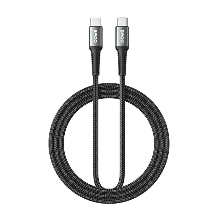 BWOO Punottu Kaapeli USB-C - USB-C 2m 60W musta