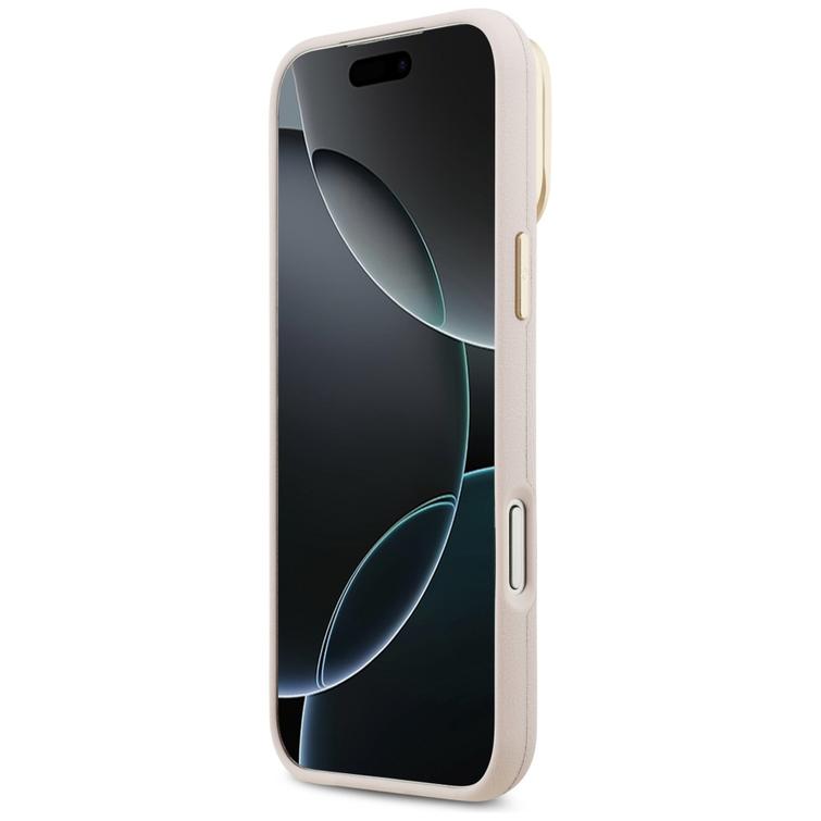 Guess Grained Big 4G & Stand -kamerakotelo iPhone 17 Pro Maxille, pinkki