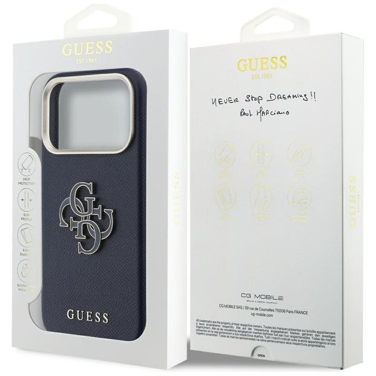 Guess HC PU FW RESIN LOGO SININEN suojakuori iPhone 17 Pro 6,3":lle