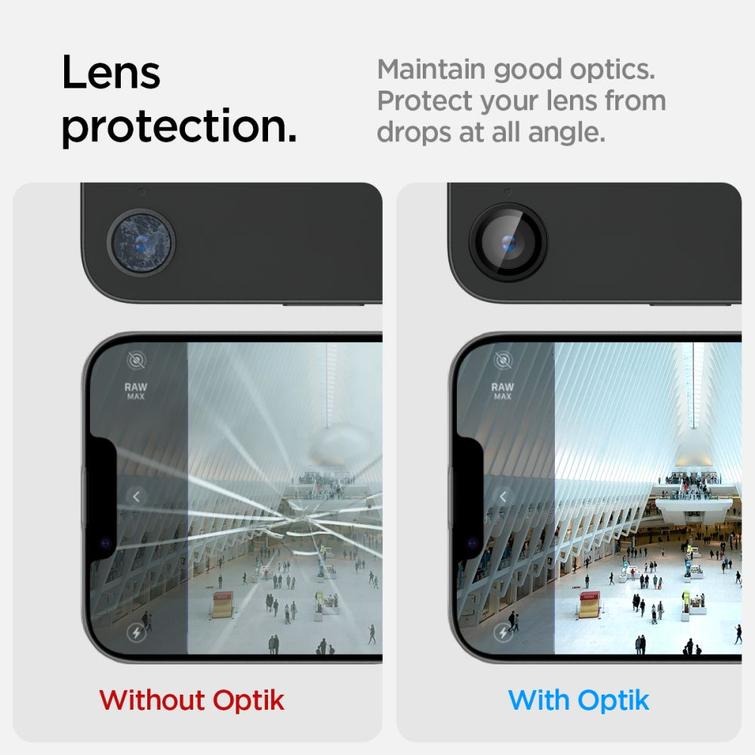 Spigen Optik Pro Glas.tR "EZ Fit" Kamerasuoja iPhone 16E:lle, musta, 2 kpl
