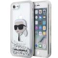 Karl Lagerfeld -suojakuori iPhone 7 / 8 / SE:lle KLHCI8LNKHCH hopeinen HC Liquid Glitter NFT Karl's Head