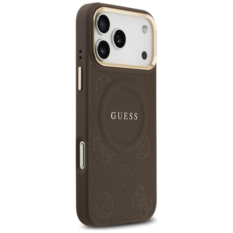 Guess iPhone 17 Pro Max -suojakuori HC MAGSAFE PU W/ PEONY HOT STAMP ruskea