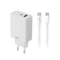 Maxlife MXTC-10-20AC PD QC charger 1x USB-C 1x USB 20W white + USB-C - USB-C cable 20W