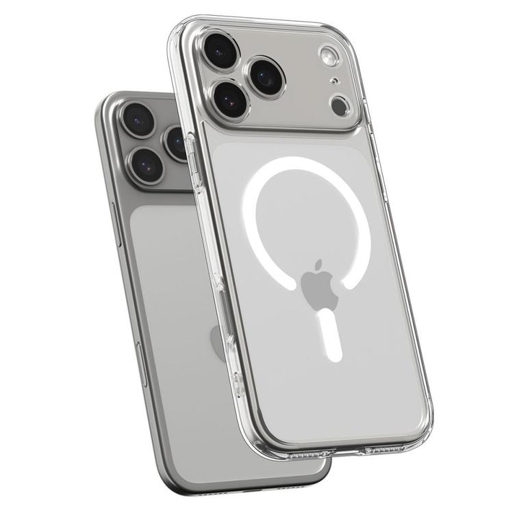 Spigen Ultra Hybrid Mag Magsafe -kotelo iPhone 17 Pro Maxille, kirkas/valkoinen