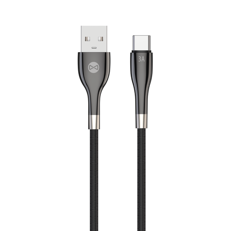 Forever Sleek USB-C-kaapeli - USB-C-kaapeli 1,0 m 3A musta