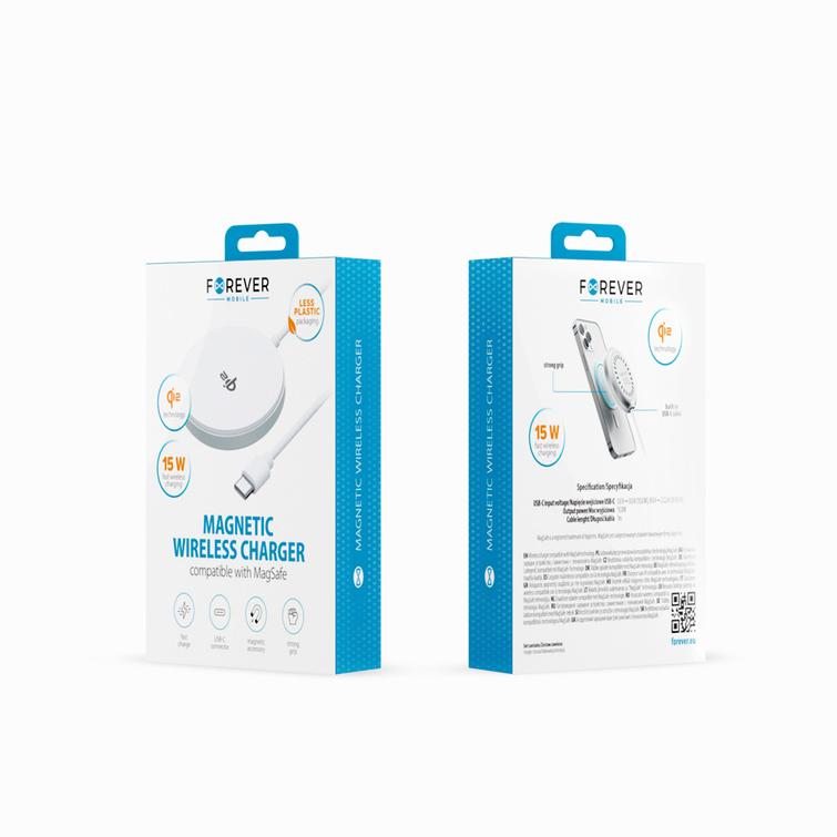 Forever MAWC-300 magneettinen langaton laturi Qi2 15W hopea