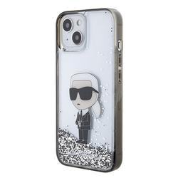 Karl Lagerfeld iPhone 15 6,1" -puhelimen suojakuori KLHCP15SLKKNSK l&auml;pin&auml;kyv&auml; kovakuori Liquid Glitter Ikonik