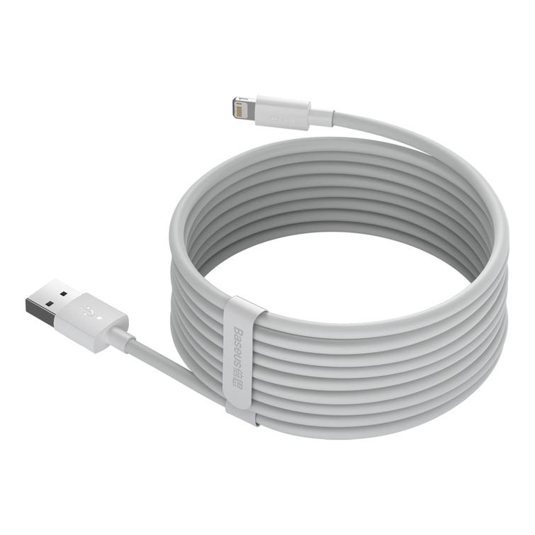 Baseus kaapeli Simple Wisdom USB - Lightning 1,5 m 2,4A valkoinen 2 kpl