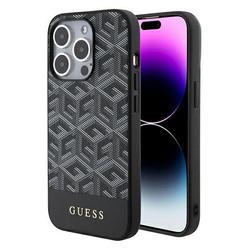 Guess iPhone 14 Pro Max 6,7" suojakuori GUHMP15XHGCFSEK musta HC MAGSAFE GCUBE PU STRIPE