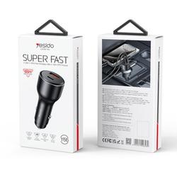 YESIDO CAR CHARGER Y65 118W QC3.0 USB-A+C BLACK