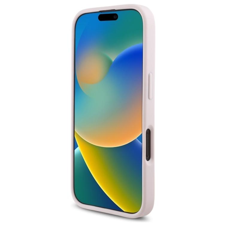 Karl Lagerfeld iPhone 16 6,1" -puhelimen suojakuori, KLHCP16SPQDSMGP, pinkki, kovatikkattu Signature-kuvio.