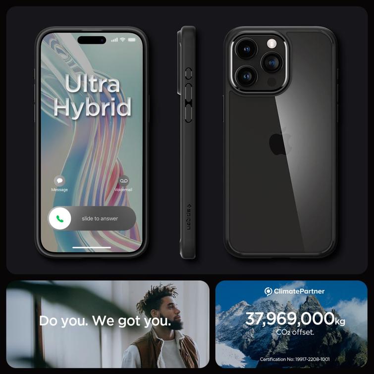 Spigen Ultra Hybrid -suojakuori iPhone 15 Pro Max 6,7":lle mattamusta