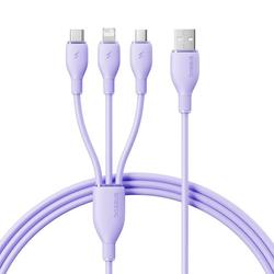 Baseus Ultra Fast One-for-Three -pikalatauskaapeli USB-A - M+L+C 3.5A 1.3m Nebula Purple