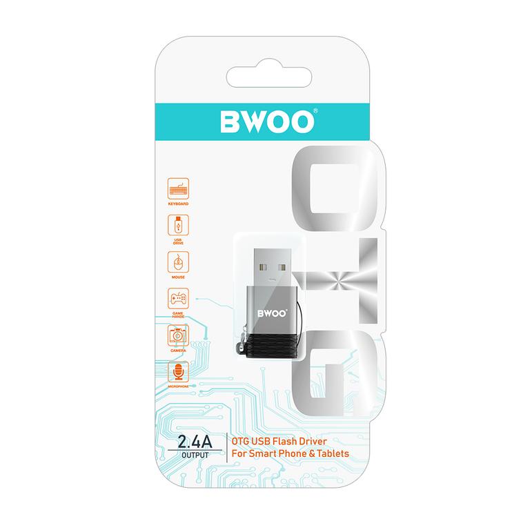 BWOO-sovitin USB-C - USB harmaa OTG BZ-38