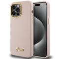 Guess iPhone 15 Pro 6,1" suojakuori GUHCP15LSMBSLP pinkki HC SILICONE SCRIPT METAL LOGO & FRAME
